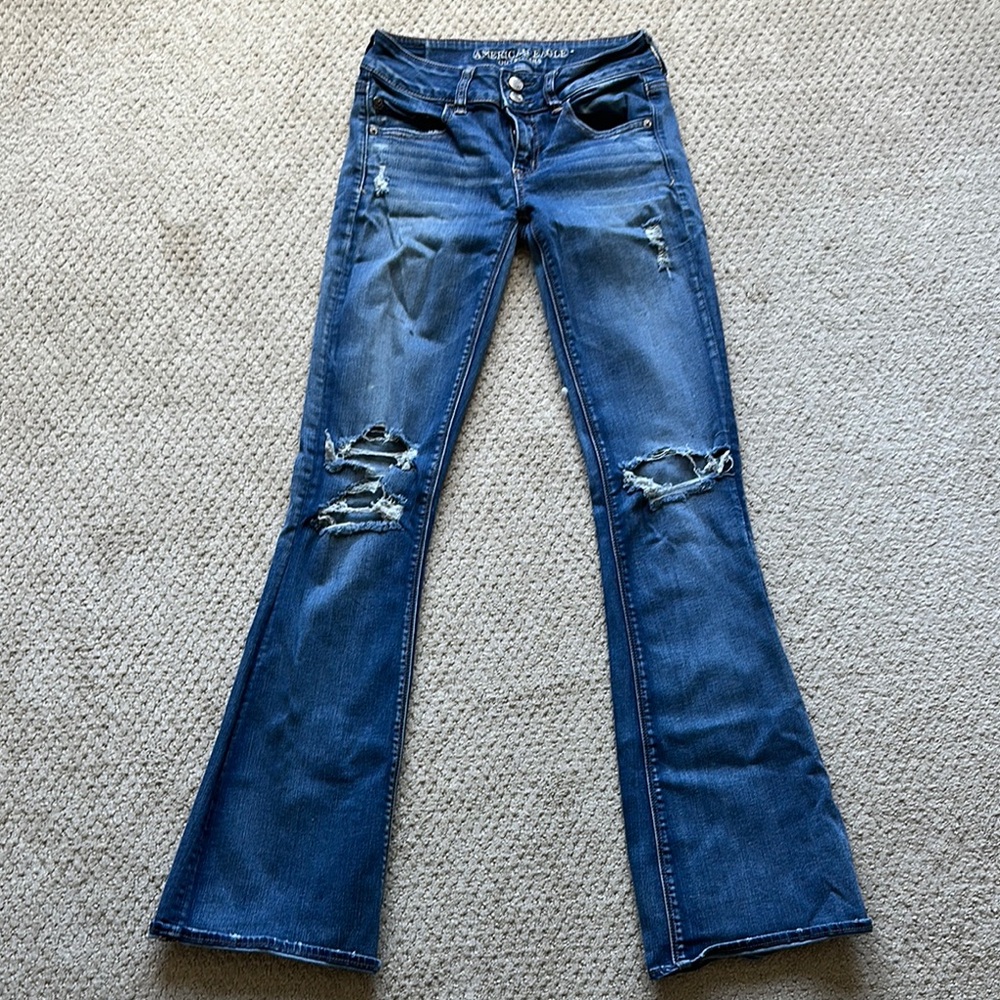 American Eagle Outfitters Blue Flare Wide Leg Jeans